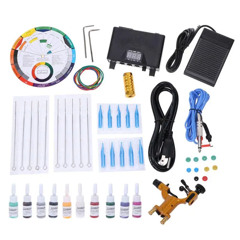 Делящийся роторный мотор тату машина многофункциональный нижний шум татуировки лайнер шейдер с цветным кружком с вилкой США