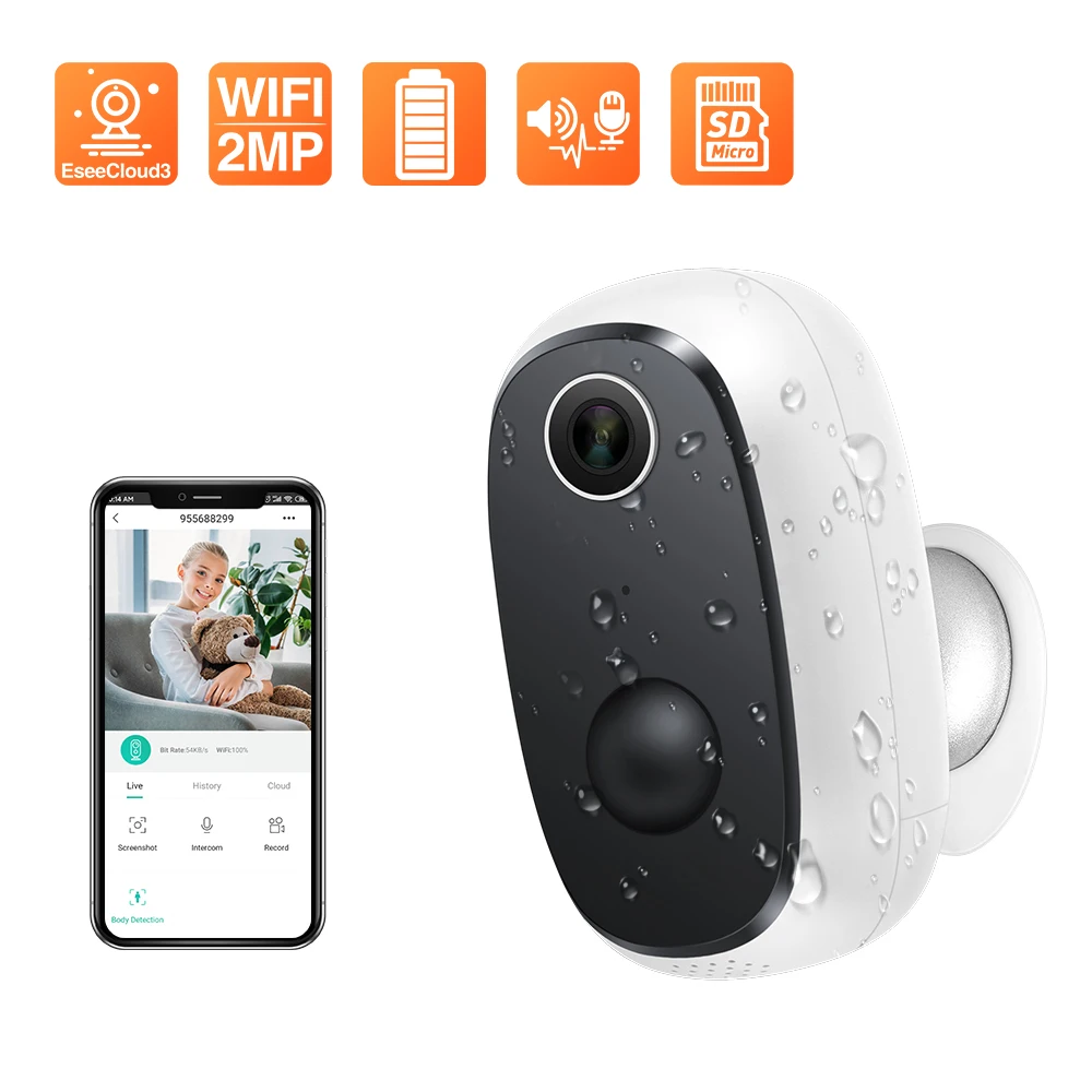 Водонепроницаемая беспроводная камера видеонаблюдения HD 1080P Wi Fi|Камеры