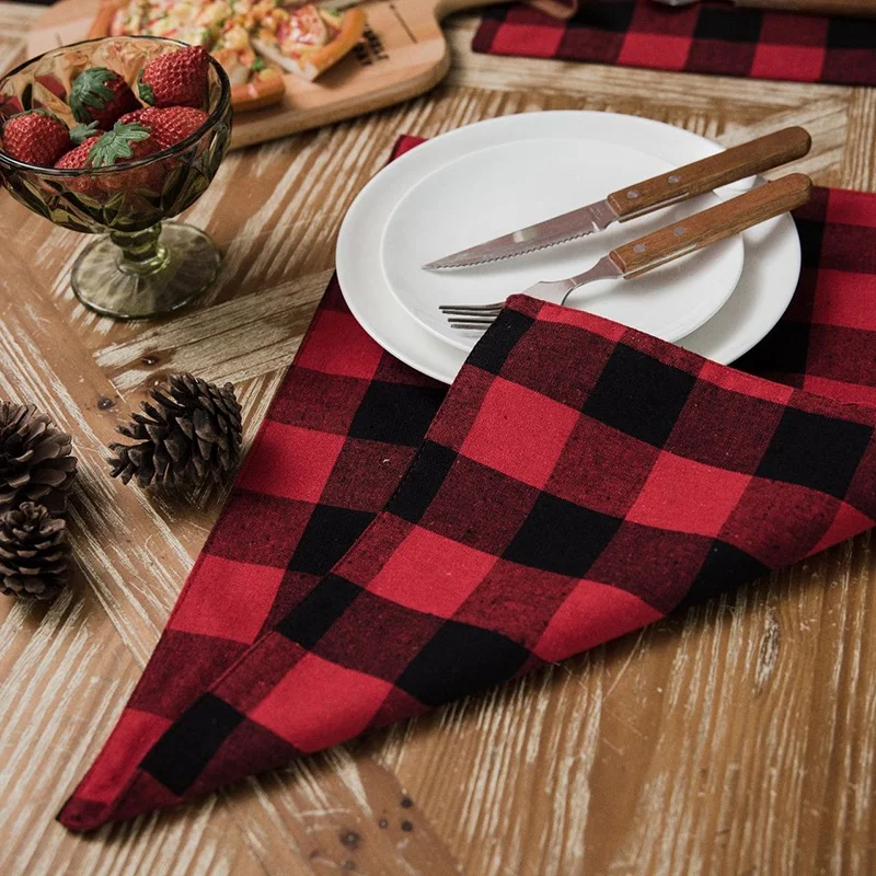 Buffalo Плед подстилка Gingham плед контрольный набор 4 Двойной 30*45 см хлопок еда и 30x180 см Настольный коврик банкетное украшение
