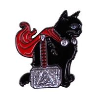Cute Thor Kitty Black Cat Enamel Pin