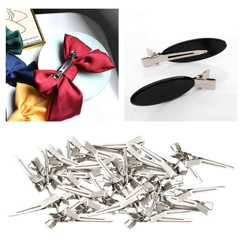 50x Iron Alligator Single Prong Hair Clips Crocodile Duck Bill Clips DIY