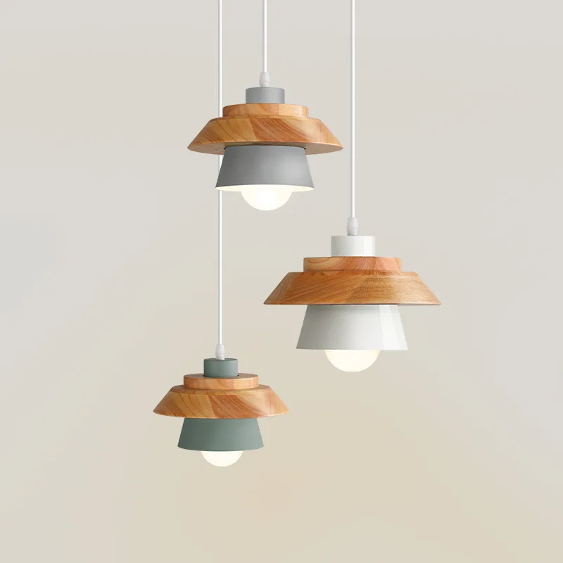 

Northern European-Style Modern Minimalist Living Room Woodcraft Ceiling Lamp Creative Restaurant Coffee Shop Bar Counter Aluminu