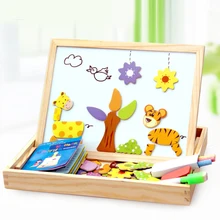 100 + pièces en bois magnétique Puzzle jouets enfants 3D Puzzle Figure/animaux/véhicule/cirque planche à dessin enfants jeux éducatifs(China)