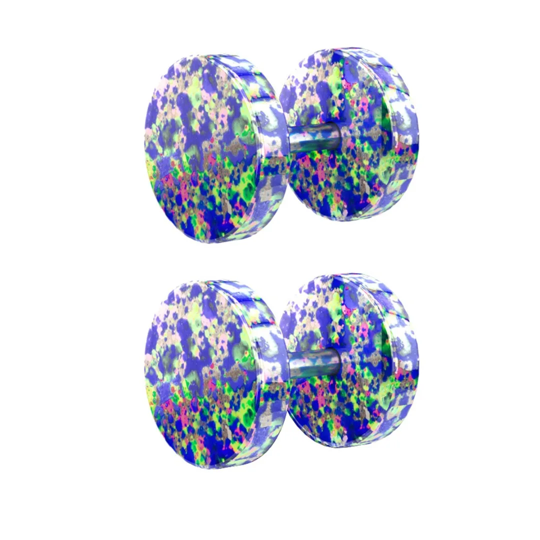 1pair Colorful Fake Plugs Stainless Steel Studs Earrings Fake Gauge Faux Tunnels Earring Ear Piercing For Women Men Body Jewelry