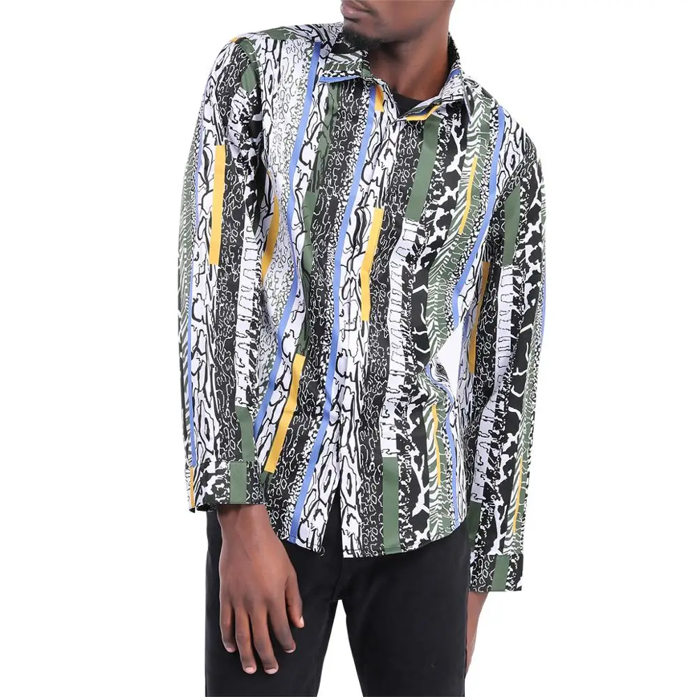 

YOUTHUP 2020 Spring Shirts Men 3D Print Fashion Slim Fit Shirts Casual Hip Hop Shirts Homme Cool Blouse Chill Men Tops Big Size