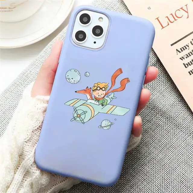 Cartoon Little Prince Phone Case Candy Color Blue for iPhone 11 12 pro XS MAX 8 7 6 6S Plus X 5S SE 2020 XR a11