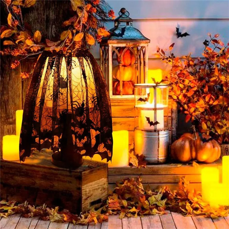 Современные черные сексуальные кружева Хэллоуин спайдервеб лампы тенты Топпер