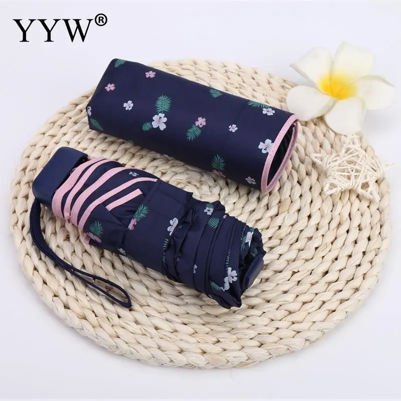 navy blue Складной Зонтик Для женщин зонты для дождь и солнце Paraguas анти-УФ зонтик виниловая Ambrella Сталь Скелет Sombrilla - Цвет: navy blue