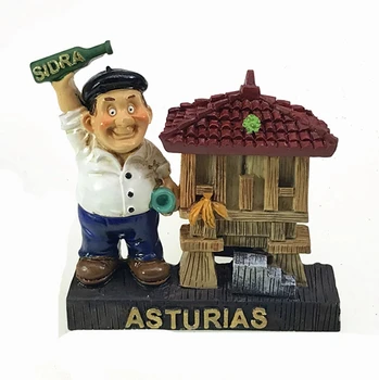 

Bartender in Asturias, Spain 3D Fridge Magnets World Travel Souvenirs Refrigerator Magnetic Sticker Home Decor