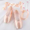 Professional Ballet Pointe Shoes With Genuine Leather Sole Women Satin Ballet Shoes With Ribbons For Professional Ballerina 2