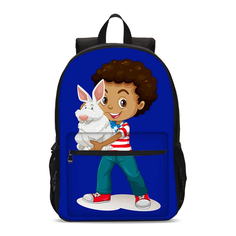 Детский Школьный рюкзак Mochila с мультипликационным принтом, рюкзак в Африканском и американском стиле для мальчиков, школьный рюкзак для подростков - Цвет: Синий