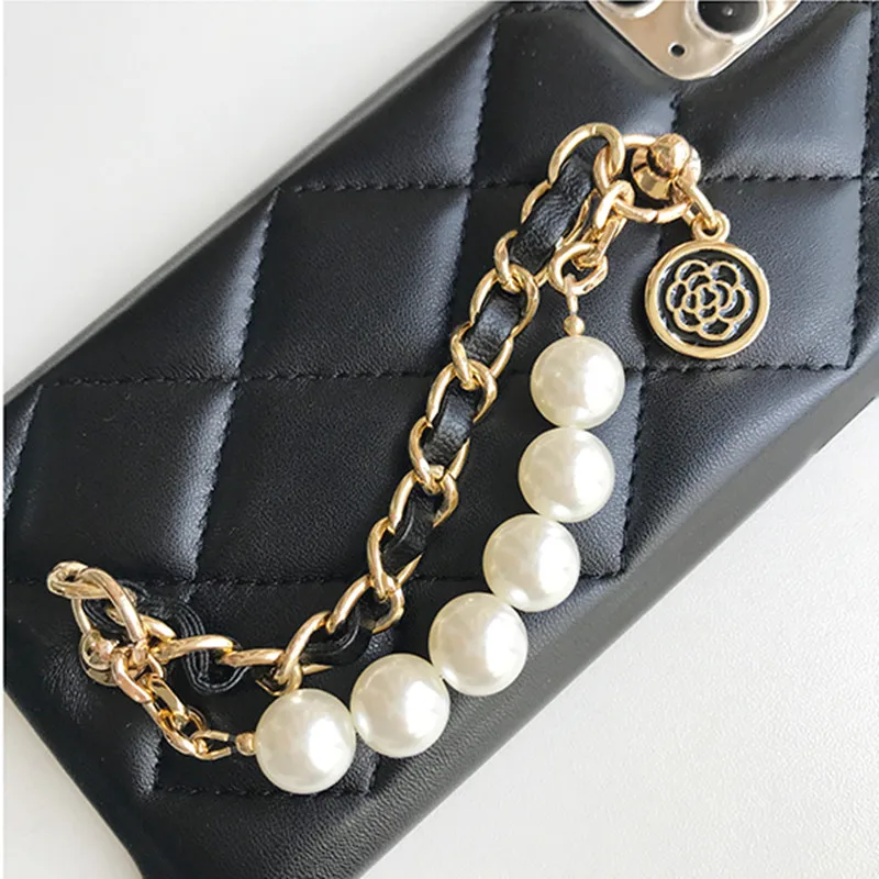 Pearl Leather Wrist Chain Hand Strap Flower Pendant Lambskin Case Cover For  Iphone 13 12 Mini 11 Pro Xs Max Xr X 8 7 Plus - Mobile Phone Cases & Covers  - AliExpress