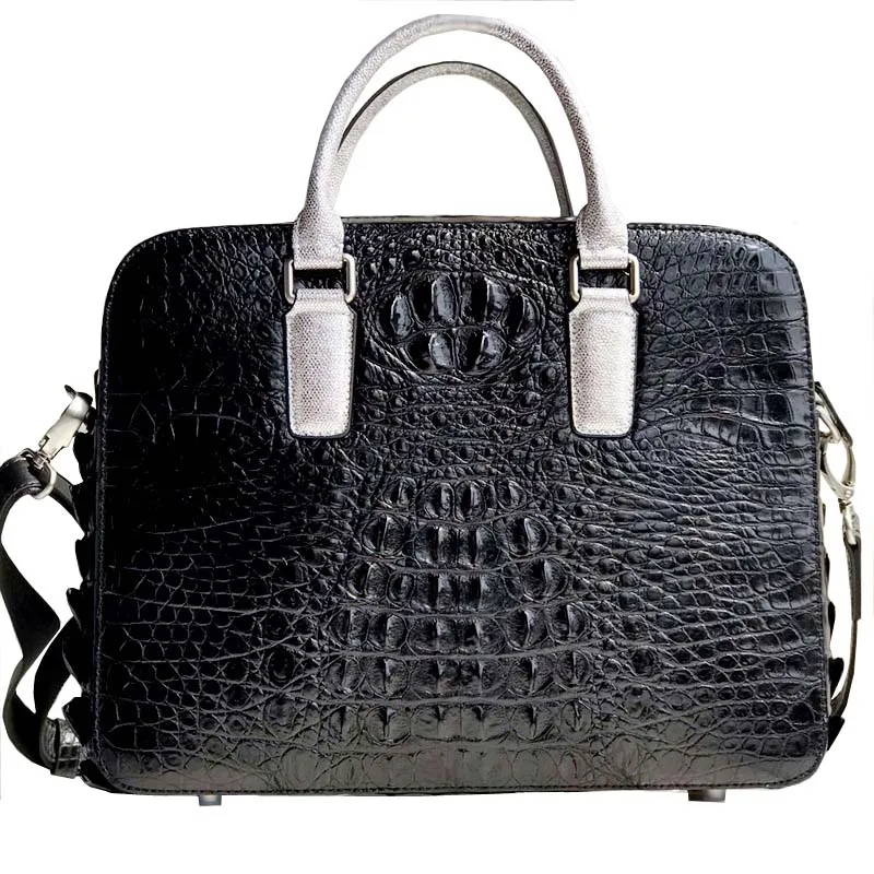 

ouruili Real crocodile leather front large skull fashion classic business casual men handbag large men briefcase