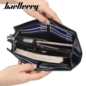 

Men's Long Wallet Multifunction Zipper Clutch Male Leather Wallets Large Capacity Card Holder Men's Purse Litchi Pattern LSH752
