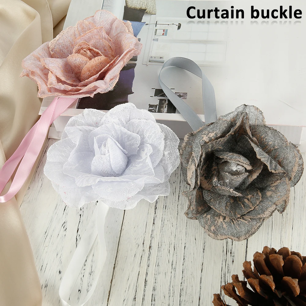 Curtain Buckle Flower Shape Curtains Tieback Magnet Curtains Buckle Magnetic Curtain Holder Strap Home Decor Curtain Accessories
