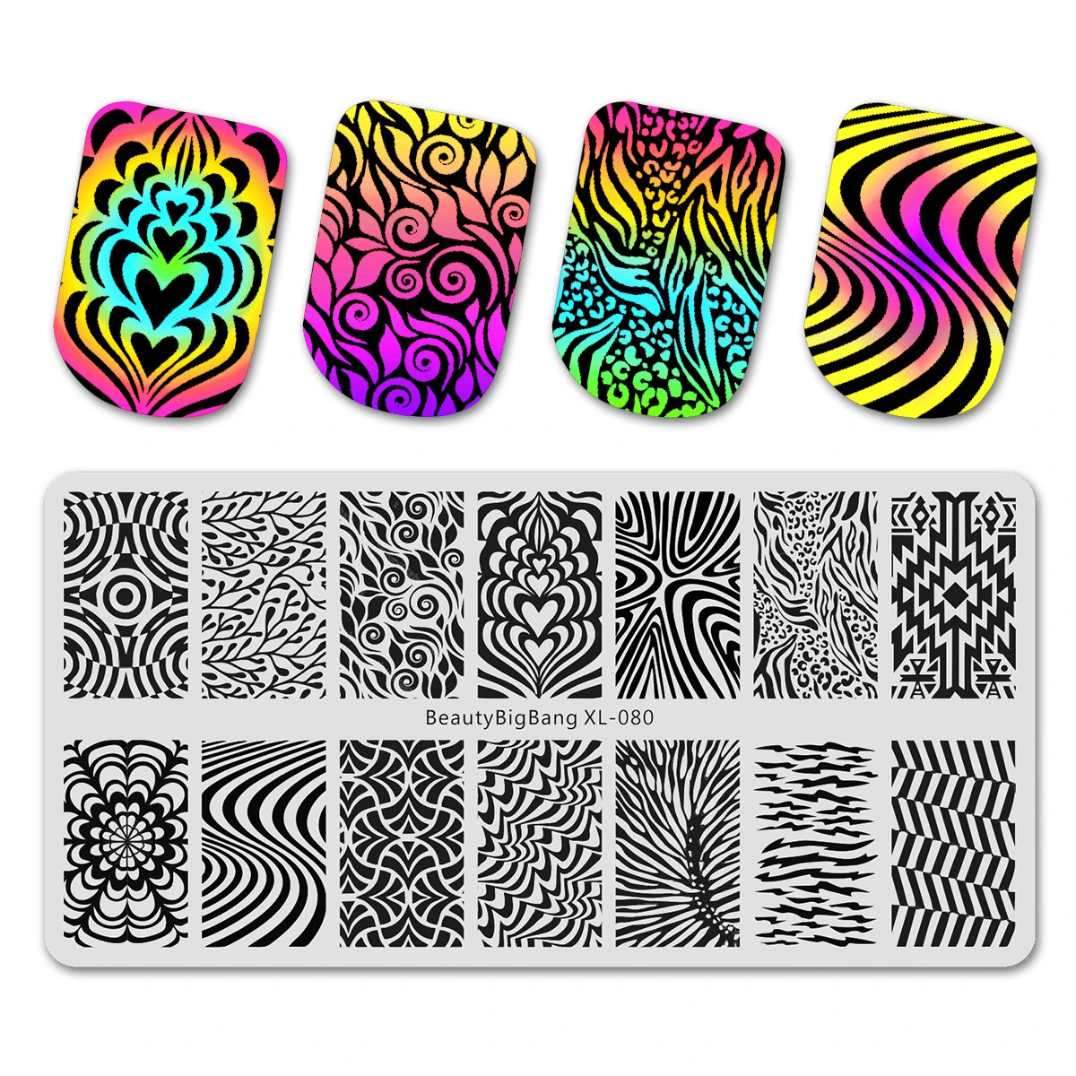 Beautybigbang дизайн ногтей штамповки пластины рамка для листьев Акула Бабочка Олень Единорог изображение ногтей аксессуары шаблон формы XL-084 - Цвет: 80