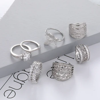 

Women Rings Variety Fashion Diverse Banquet Couples Wedding Rings Silver Plated Cubic Zirconia Rings Give Girls Gift Jewelry