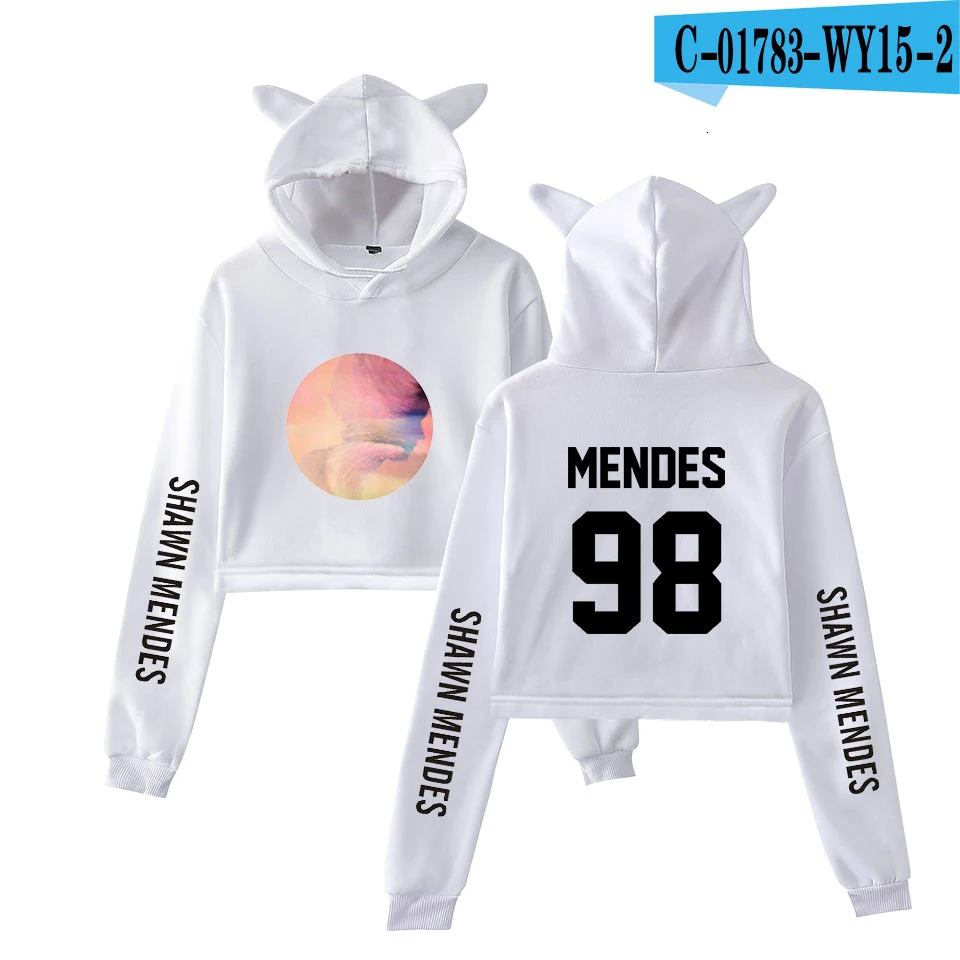 Худи с кошачьими ушами Senorita Camila Cabello Cool Shawn Mendes, укороченный топ с принтом, Женская толстовка с милым логотипом, модные сексуальные толстовки - Цвет: Picture color