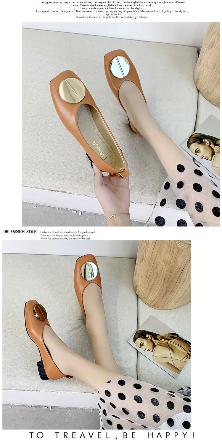 Женские туфли-лодочки Zapatos de mujer; модные однотонные тонкие туфли с металлическим украшением; повседневные женские лоферы
