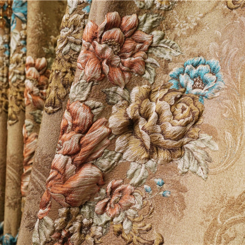 blue cloth curtain Европейские королевские 4D рельефные жаккардовые затемненные шторы для гостиной, окна, высокое качество, коричневые занавески для спальни - Цвет: blue cloth curtain