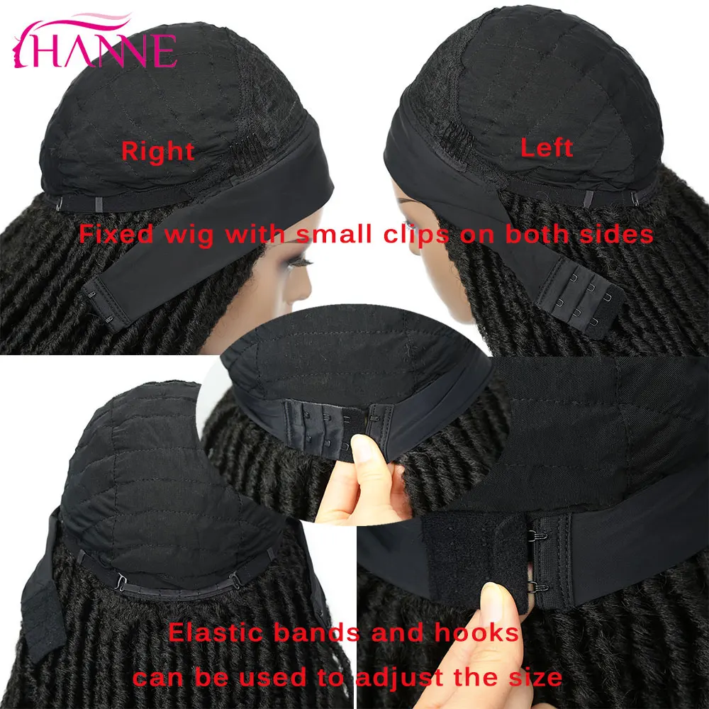 HANNE Long Black Headband Dreadlock Wig Synthetic Soft Faux Locs Wigs Braiding Crochet Twist Hair Wigs For Black Women/Men