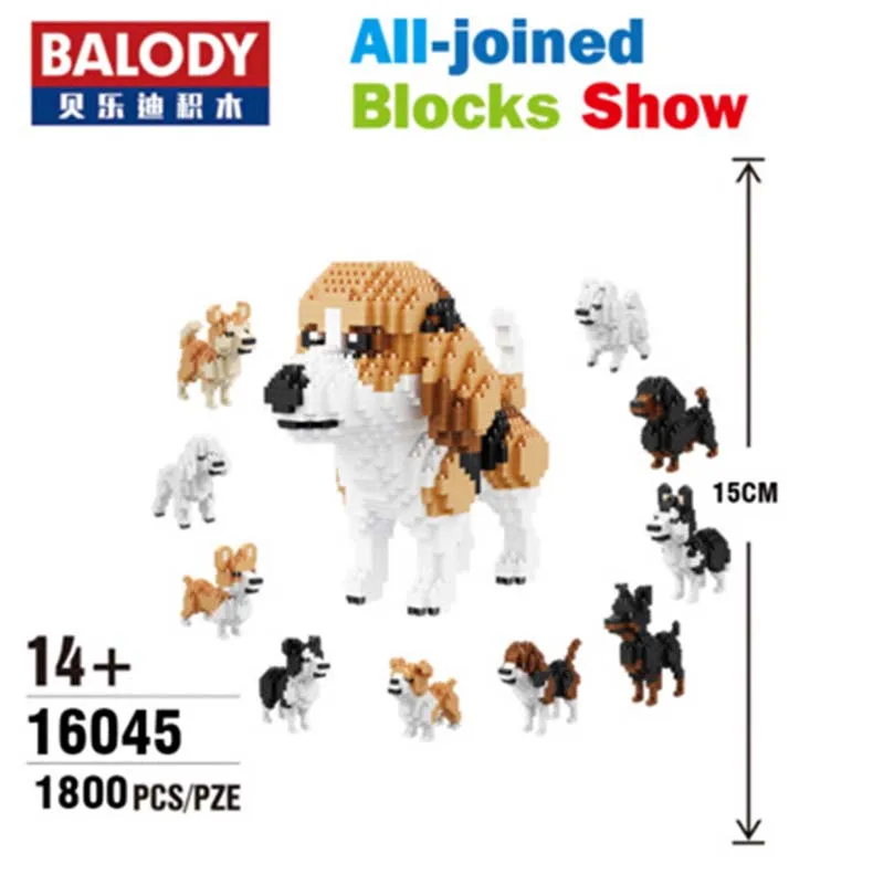 Balody 16043, мини милые строительные блоки для собак корги, кубики, игрушки для животных, пуделя, Модель Brinquedos Husky, игрушки для детей, прекрасные подарки