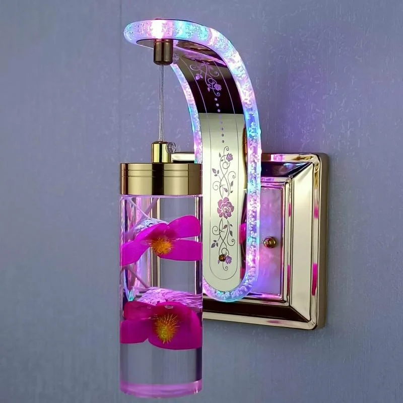 Led wall lamp luxury mirror crystal decorative flower and dimming for bedroom. | Освещение