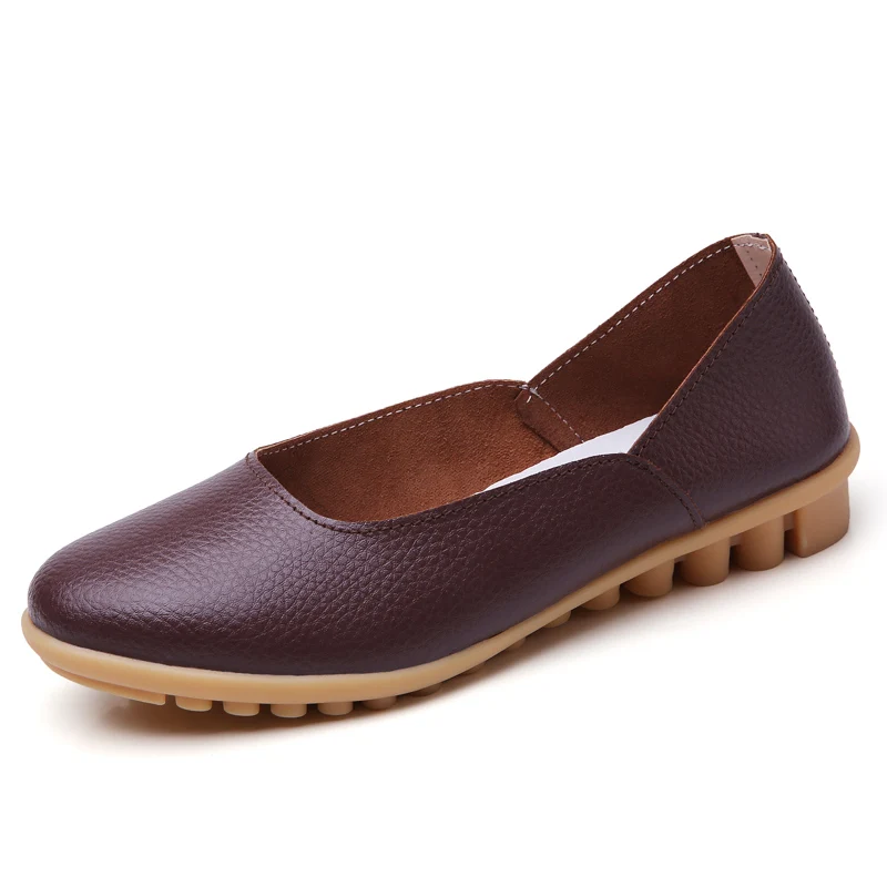 2019 весенняя женская обувь на плоской подошве натуральная кожа Слипоны для мам