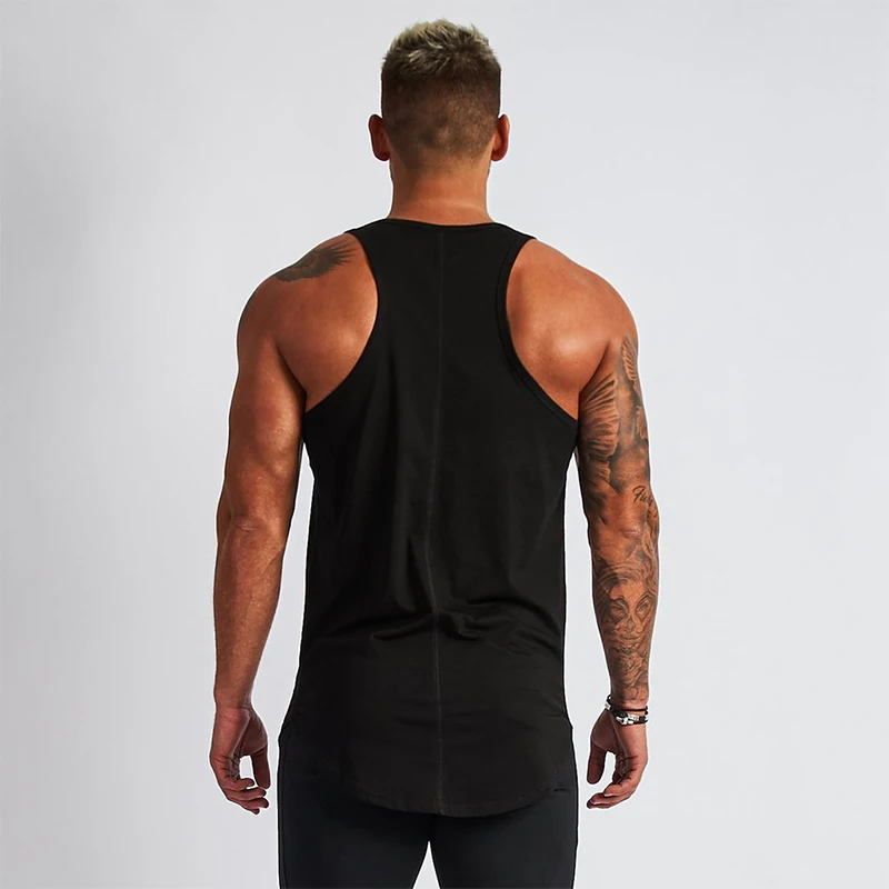Gyms Tank Tops Men Elastic Cotton Vest O-Neck Gyms Tank Top Men Sleeveless Shirts Muscle Fitness Tops