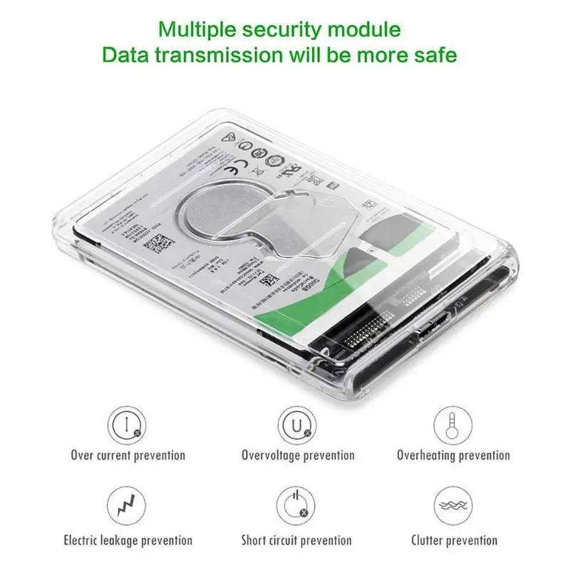 2,5 дюймов USB3.0 SATA HDD SSD твердотельный накопитель на жестком диске контейнер под элемент питания 2 ТБ 5 ГБ/сек. UASP прозрачный корпус Чехол портативный жесткий диск держатель