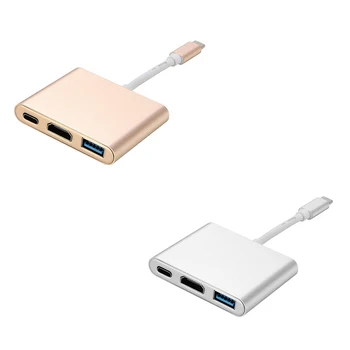 

USB C to HDMI Type C USB 3.1 Hub USB-C to USB 3.0/ HDMI/ Type C Female Charger Adapter, for New , Dell XPS 13, Google Chr