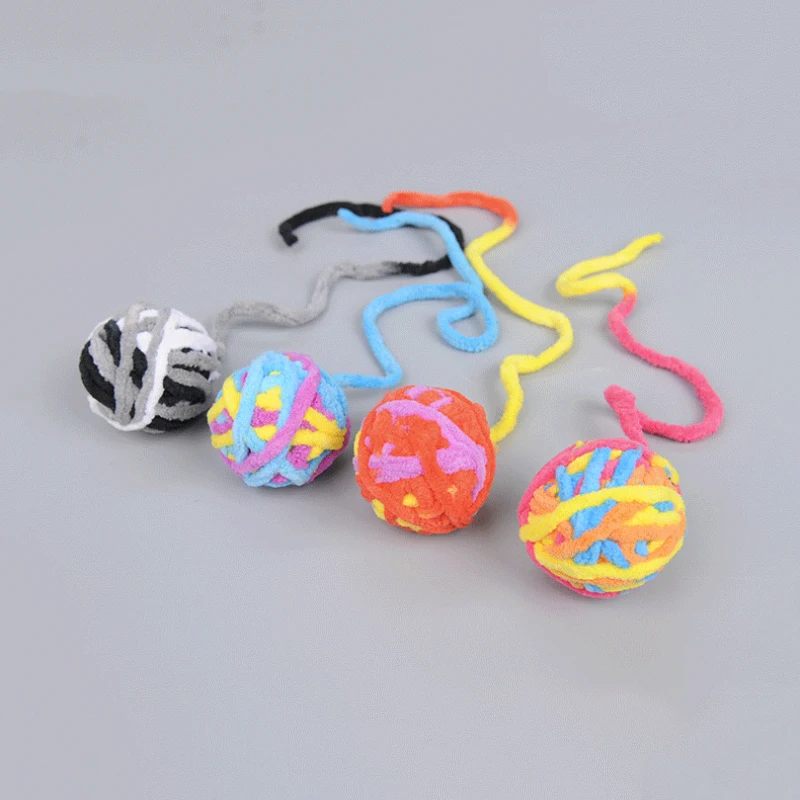 Cat Bell Toy Ball Molar Gnaw Toy Wool Tail Ball Uncomfortable Interactive Toy Wool Bell Ball Pet Toy