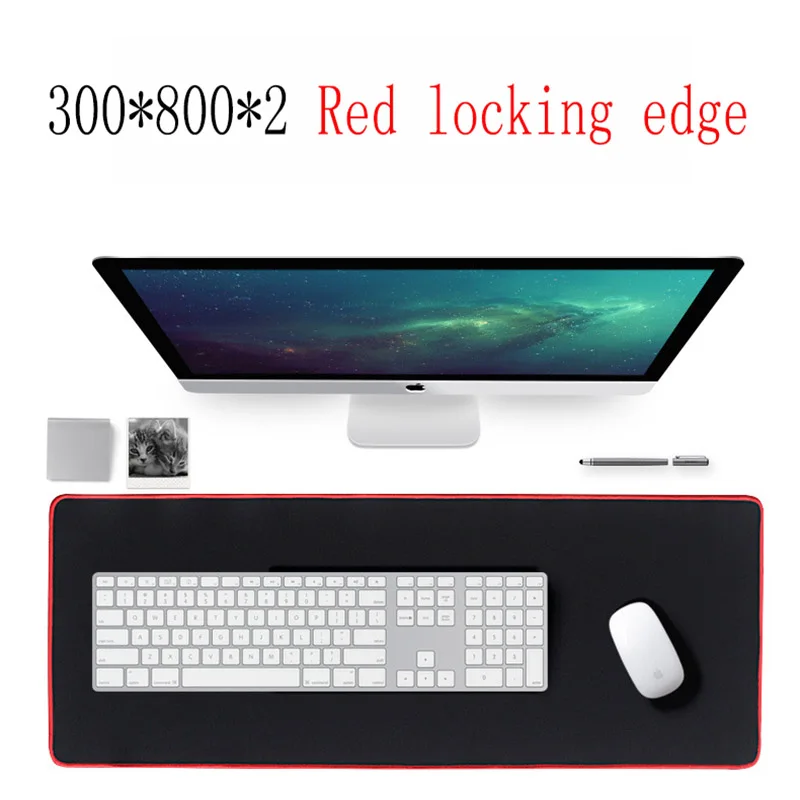 300X800X2MM red lock 1200*600*3 мм XXL черный игровой коврик для мыши большой Индивидуальный Коврик для мыши утолщенный Настольный коврик для клавиатуры 4 цвета фиксирующий край csgo - Цвет: 300X800X2MM red lock