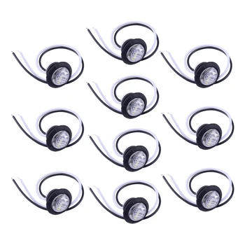

10Pcs New 12V Round 3 LED Button Rear Side Mini Marker Light Lamp White Fit for Car Truck Lorry