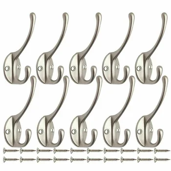 

10pcs Metal Dual Hat Key Coat Hooks Wall Mounted Retro Double Hooks Hanging Door Double Coat Hooks Brand New And High Quality