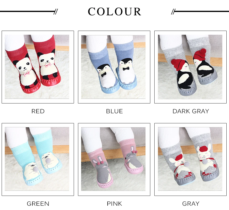 Newborn Baby Socks Cotton Baby Girl Sock with Rubber Toddler Indoor Sock Winter Thick Terry Shoes Soles Infant Animal Funny Sock