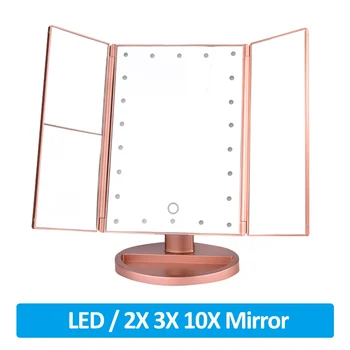 

Makeup Mirror 22 Light LED Touch Screen Magnifying Vanity Mirrors 1X/2X/3X/10X 3 Folding LED Beauty Tools Table Desktop Mirrors