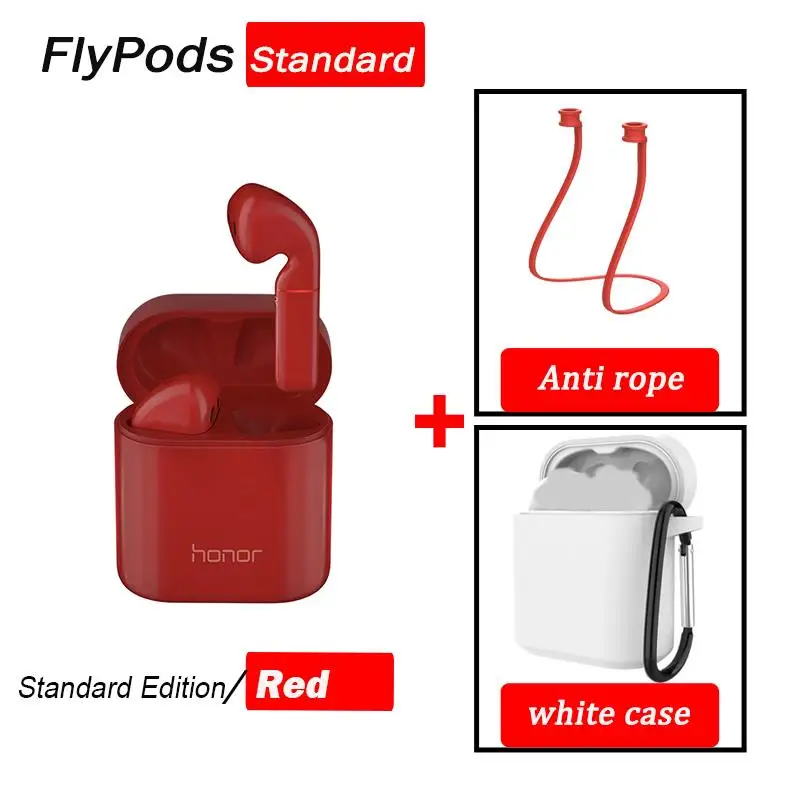 red standard white Honor Flypods/flypods pro Беспроводные сенсорные водонепроницаемые динамические наушники с управлением беспроводным зарядным устройством Bluetooth 5,0 - Цвет: red standard white