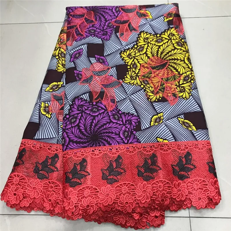 

2020 High Quality New Arrival Ankara 100% Cotton Wax Lace Wax Fabric African Embroidery Dutch Wax With Lace Fabric ZQ030317