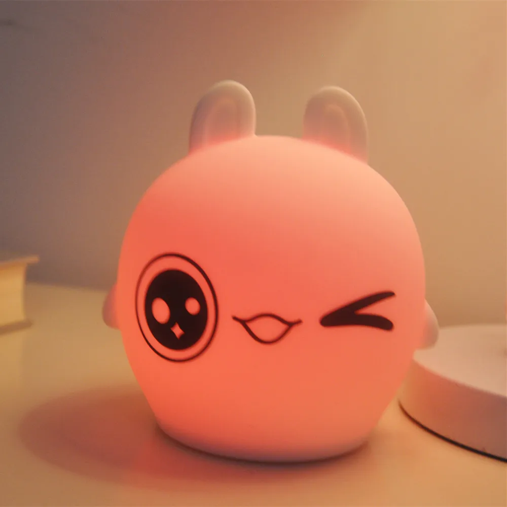 

Touch Sensor Colorful Rabbit LED Night Light USB Rechargeable Cartoon Silicone Bunny Lamp for Children Kids Baby Christmas Gift