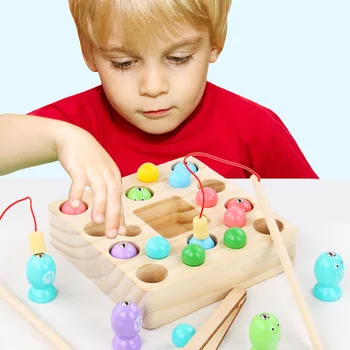 

Educational Toys Montessori Math Toy Clip Wooden Beads Magnetic Fish Puzzle Game Multi-function Toys For Children toys