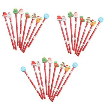 

25Pcs Christmas Pencils Durable Practical Cartoon School Supplies Pencil With Eraser Students Stationeries for Store Home Shop