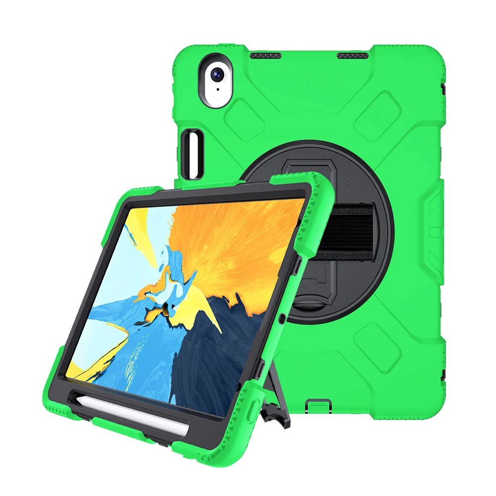 green Силиконовый противоударный защитный чехол для iPad Pro, 11 дюймов,, чехол с карандашом, 360, поворотный, с подставкой, ремешок на руку, JGX07 - Цвет: green