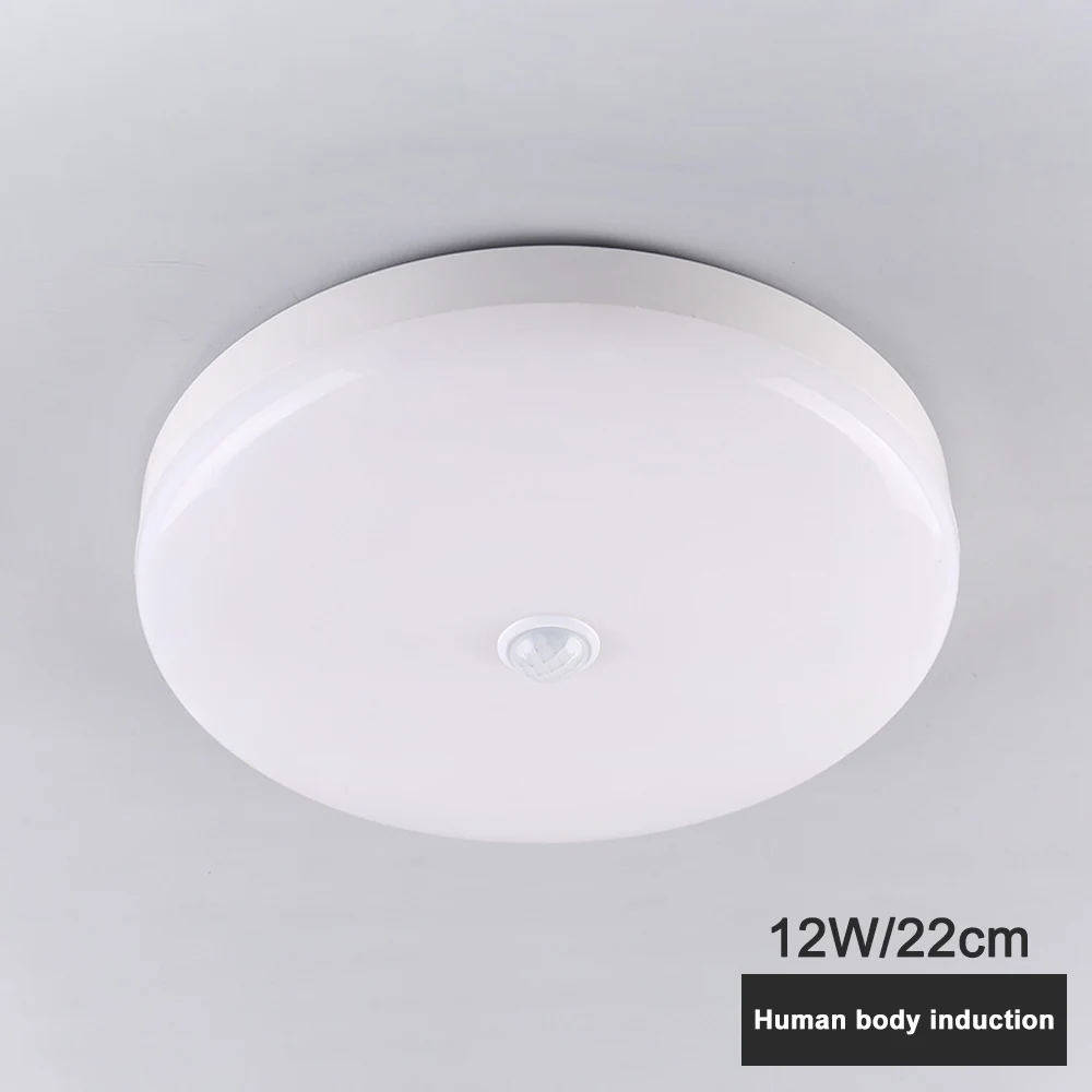 Motion Sensor 12W 1 шт. светодиодный потолочный светильник PIR датчик движения круглые панели 12 Вт 18 Вт потолочный светильник лампы для дома туалет коридор в помещении/на открытом воздухе - Цвет корпуса: Motion Sensor 12W