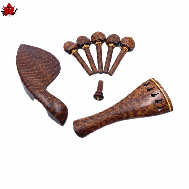 1set viola 5 strings snakewood letterwood accessories parts fittings,Tailpiece+Tuning pegs+Endpins+Chin rest/Chin Holder