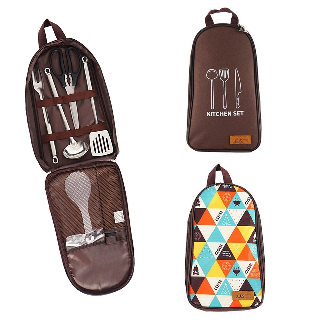 Preise Camping Kochgeschirr Küche Kochen Utensil Veranstalter Tragbare BBQ Lagerung Tasche Rucksack Lager Kochen Liefert