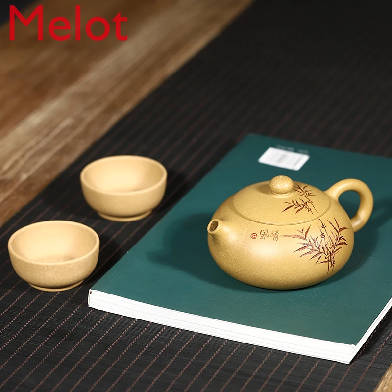 

Yixing Purple Sand Teapot Full Handmade Teapot Purple Sand Teapot Home Use Set Segment Mud Flat Xi Shi Pot