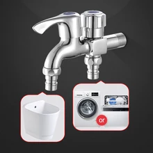 Washing Machine Faucet Double Water Outlet 2 in1 Brass Mop Faucet One in Two out Garden Home Kitchen Dual-purpose Water Tap Tool