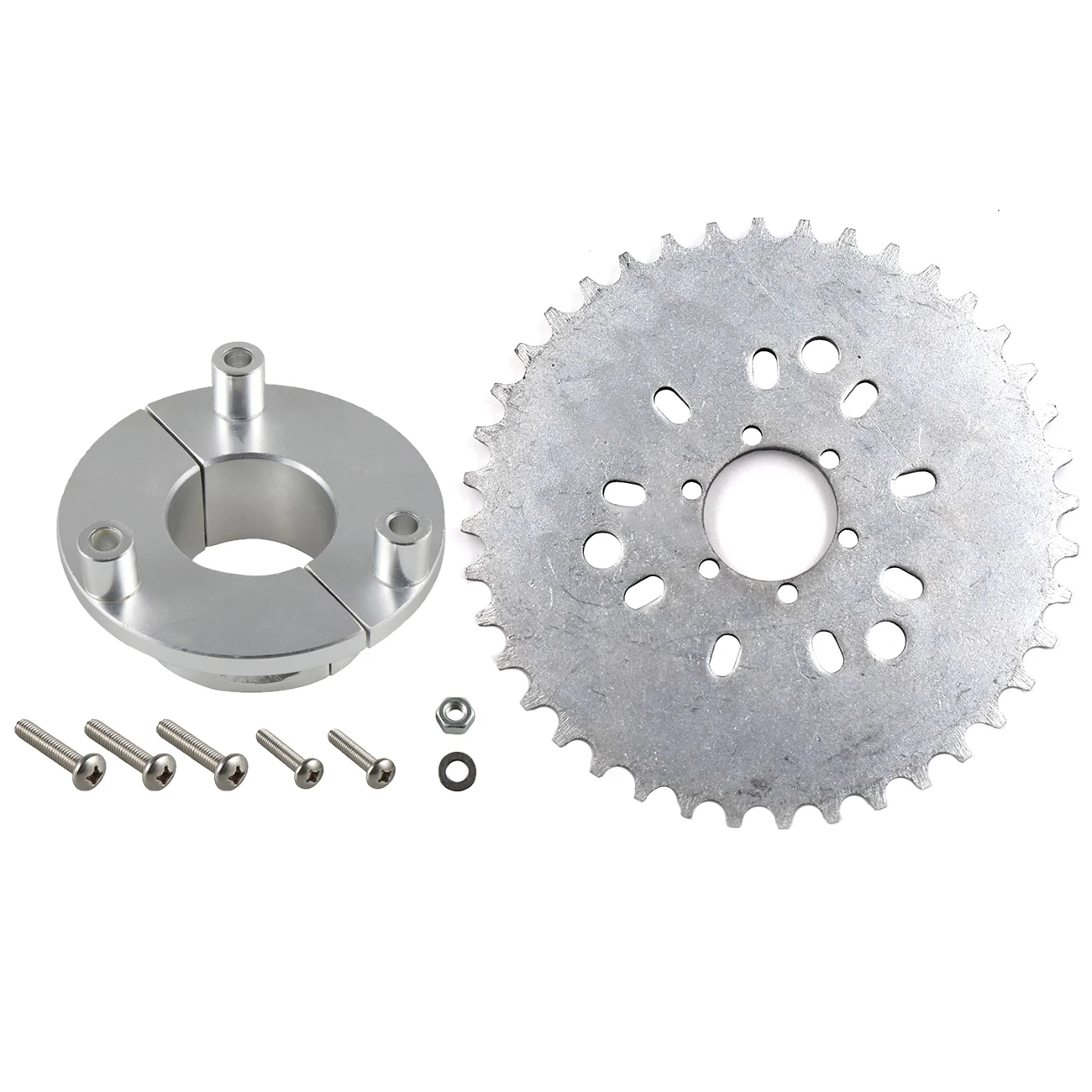 Silver CNC Sprocket 32T 36T 38T 40T 44T& Adaptor For 1.5 Inch 66cc 80cc Motorized Bicycle Bike