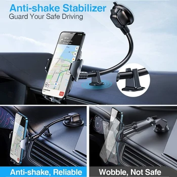 Dashboard Phone Holder for Car【360° Widest View】9in Flexible Long Arm, Universal Handsfree Auto Windshield Air Vent Phone Mount 4